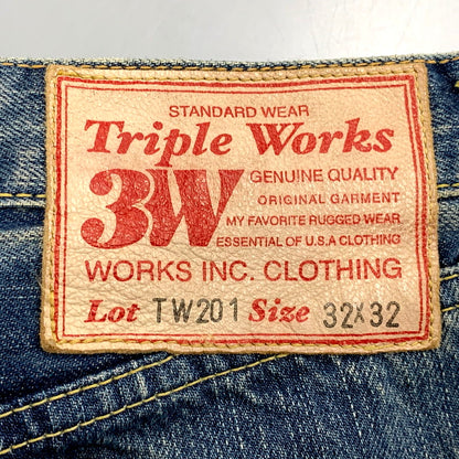 【現状渡し品】【メンズ】 TRIPLE WORKS トリプルワークス DENIM PANTS TW201 デニムパンツ ジーンズ ボトムス 156-250605-as-21-izu サイズ：32×32 カラー：インディゴ 万代Net店