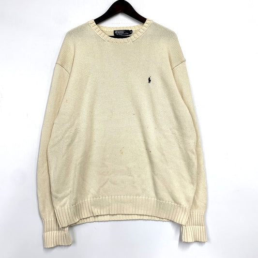 【現状渡し品】【メンズ】 Polo by Ralph Lauren ポロバイラルフローレン COTTON KNIT SWEATER コットン ニット セーター 長袖 トップス 146-250605-as-16-izu サイズ：110 カラー：ナチュラル系 万代Net店