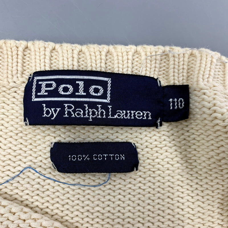 【現状渡し品】【メンズ】 COTTON KNIT SWEATER コットン ニット セーター 長袖 トップス 146-250605-as-16-izu サイズ：110 カラー：ナチュラル系 万代Net店