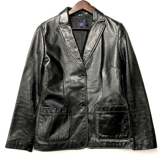 【中古品】【メンズ】 OLD GAP オールドギャップ COW LEATHER TAILORED JACKET 303879 カウレザーテーラードジャケット アウター 146-250531-as-05-izu サイズ：S カラー：ブラック 万代Net店