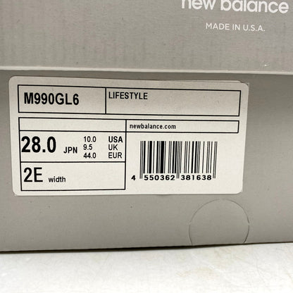 【中古美品】【メンズ】 NEW BALANCE ニューバランス M990GL6 990V6 靴 スニーカー シューズ 162-250602-ma-10-izu サイズ：28cm カラー：GRAY (HEEL LOGO NB) 万代Net店