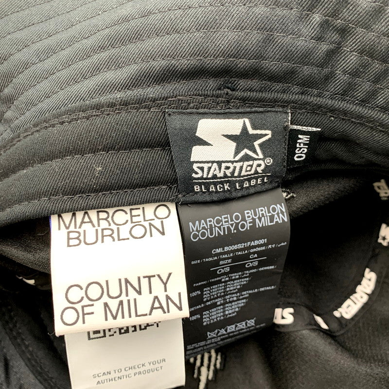 【中古品】【メンズ/レディース】 MARCELO BURLON マルセロバーロン ×STARTER スターター CMLB006S21FAB001 CROSS TAPE BUCKET HAT クロステープ バケット ハット 帽子 185-250610-ya-14-izu サイズ：OSFM カラー：BLACK 万代Net店