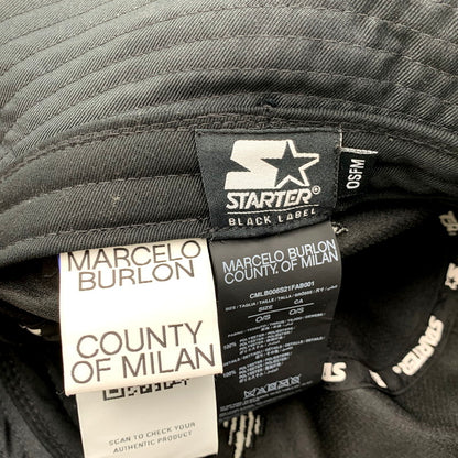 【中古品】【メンズ/レディース】 MARCELO BURLON マルセロバーロン ×STARTER スターター CMLB006S21FAB001 CROSS TAPE BUCKET HAT クロステープ バケット ハット 帽子 185-250610-ya-14-izu サイズ：OSFM カラー：BLACK 万代Net店
