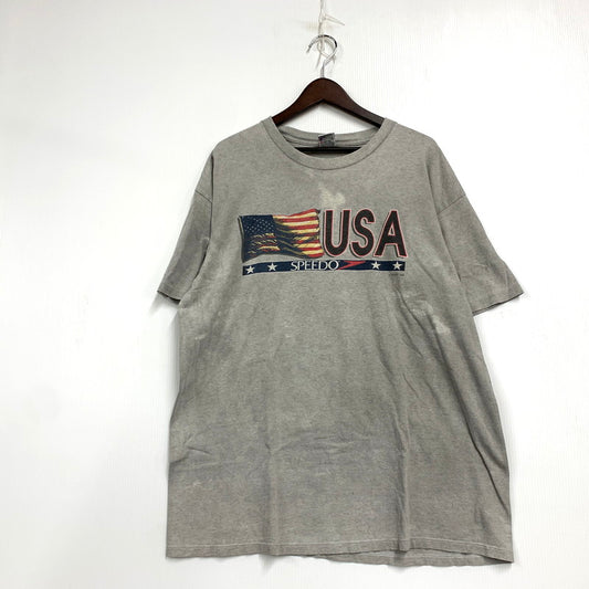 【現状渡し品】【メンズ】 SPEEDO スピード メキシコ製 両シングル c1996 90S COMPANY SS TEE 90年代 カンパニーショートスリーブT トップス 半袖 146-250607-ma-20-izu サイズ：XL カラー：グレー 万代Net店