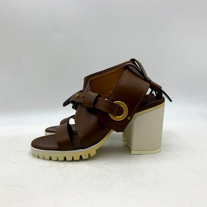 【中古品】【レディース】 Chloe クロエ 031855 LEATHER STRAP SANDAL レザー ストラップ サンダル 靴 167-250610-ya-11-izu サイズ：36 カラー：茶 万代Net店
