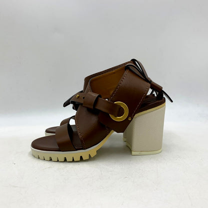 【中古品】【レディース】 Chloe クロエ 031855 LEATHER STRAP SANDAL レザー ストラップ サンダル 靴 167-250610-ya-11-izu サイズ：36 カラー：茶 万代Net店
