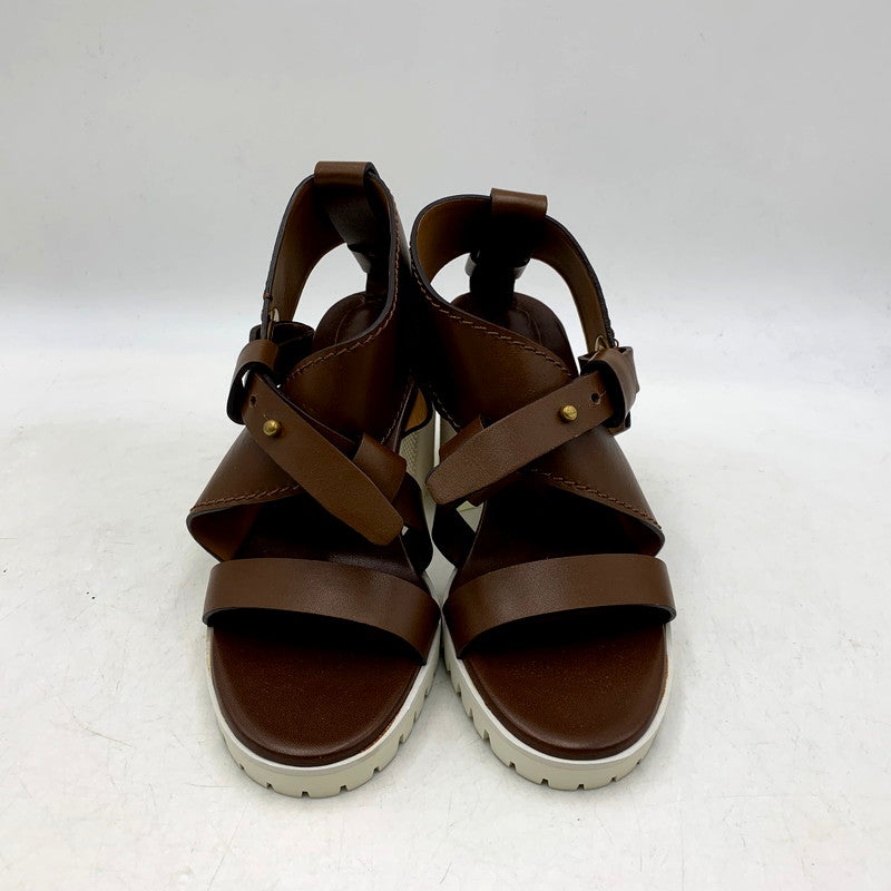 【中古品】【レディース】 Chloe クロエ 031855 LEATHER STRAP SANDAL レザー ストラップ サンダル 靴 167-250610-ya-11-izu サイズ：36 カラー：茶 万代Net店