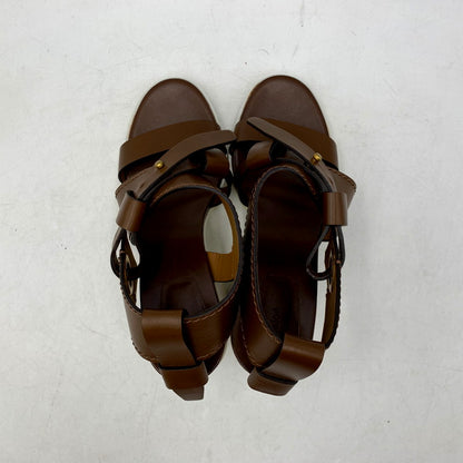 【中古品】【レディース】 Chloe クロエ 031855 LEATHER STRAP SANDAL レザー ストラップ サンダル 靴 167-250610-ya-11-izu サイズ：36 カラー：茶 万代Net店