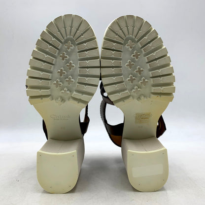 【中古品】【レディース】 Chloe クロエ 031855 LEATHER STRAP SANDAL レザー ストラップ サンダル 靴 167-250610-ya-11-izu サイズ：36 カラー：茶 万代Net店