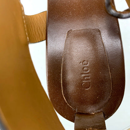 【中古品】【レディース】 Chloe クロエ 031855 LEATHER STRAP SANDAL レザー ストラップ サンダル 靴 167-250610-ya-11-izu サイズ：36 カラー：茶 万代Net店