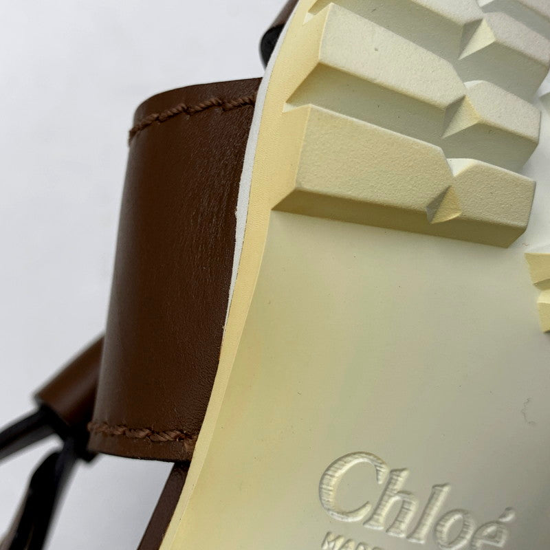 【中古品】【レディース】 Chloe クロエ 031855 LEATHER STRAP SANDAL レザー ストラップ サンダル 靴 167-250610-ya-11-izu サイズ：36 カラー：茶 万代Net店