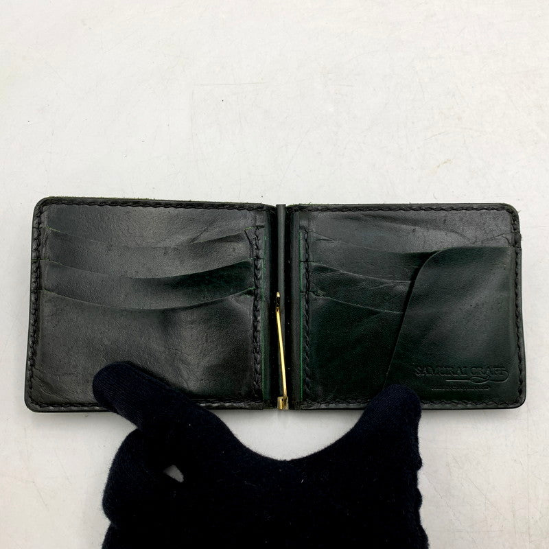 【中古品】【メンズ/レディース】 SAMURAI CRAFT サムライ クラフト MONEY CLIP COMPACT LEATHER WALLET マネー クリップ コンパクト レザー ウォレット 財布 201-250610-ya-13-izu カラー：GREEN 万代Net店