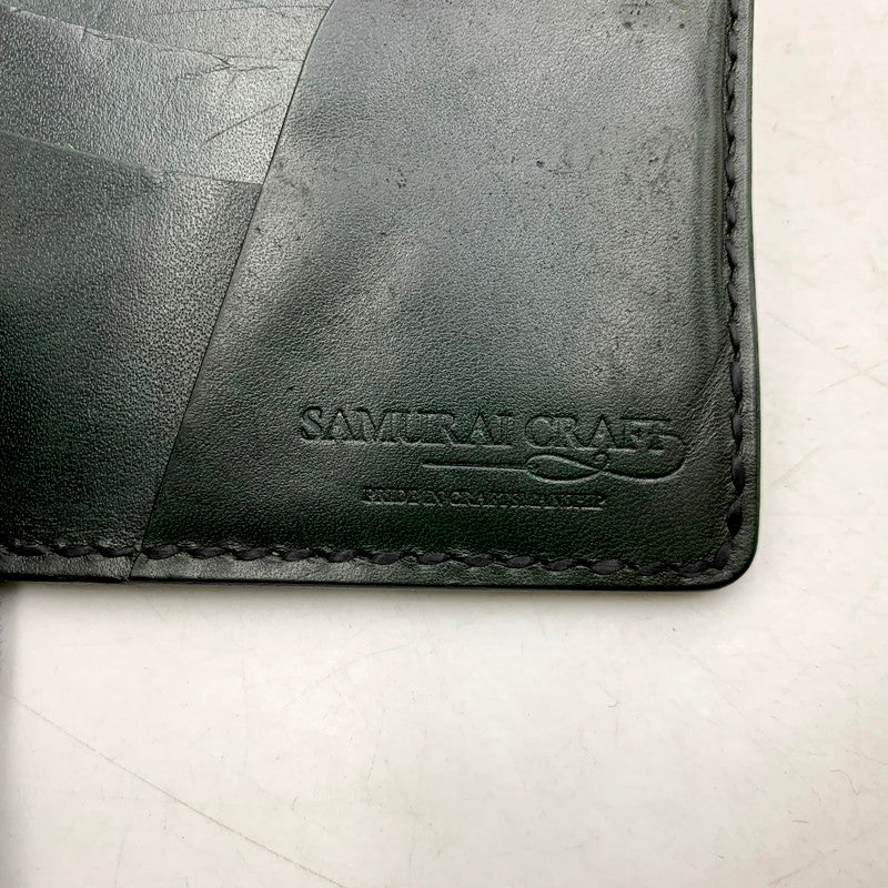 【中古品】【メンズ/レディース】 SAMURAI CRAFT サムライ クラフト MONEY CLIP COMPACT LEATHER WALLET マネー クリップ コンパクト レザー ウォレット 財布 201-250610-ya-13-izu カラー：GREEN 万代Net店