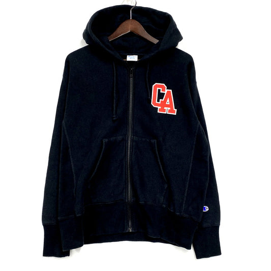 【中古品】【メンズ】 Champion チャンピオン REVERSE WEAVE COLLEGE LOGO BACK PRINT ZIP HOODIE C3-W115 リバースウィーブ カレッジロゴ バックプリント ジップ フーディ パーカー 長袖 トップス 148-250610-as-39-izu サイズ：M カラー：ブラック 万代Net店