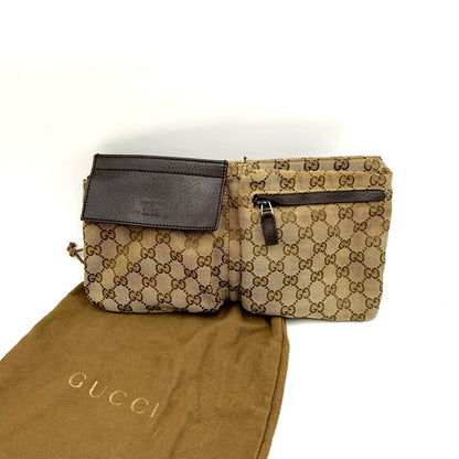 【中古品】【メンズ/レディース】 GUCCI グッチ 28566 GG キャンバス WAIST POUCH ウエストポーチ 鞄 カバン ボディバッグ 180-250605-ma-06-izu カラー：茶系 万代Net店