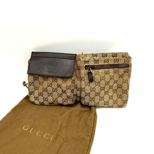 【中古品】【メンズ/レディース】 GUCCI グッチ 28566 GG キャンバス WAIST POUCH ウエストポーチ 鞄 カバン ボディバッグ 180-250605-ma-06-izu カラー：茶系 万代Net店