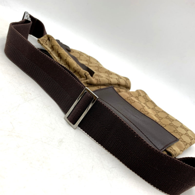 【中古品】【メンズ/レディース】 GUCCI グッチ 28566 GG キャンバス WAIST POUCH ウエストポーチ 鞄 カバン ボディバッグ 180-250605-ma-06-izu カラー：茶系 万代Net店