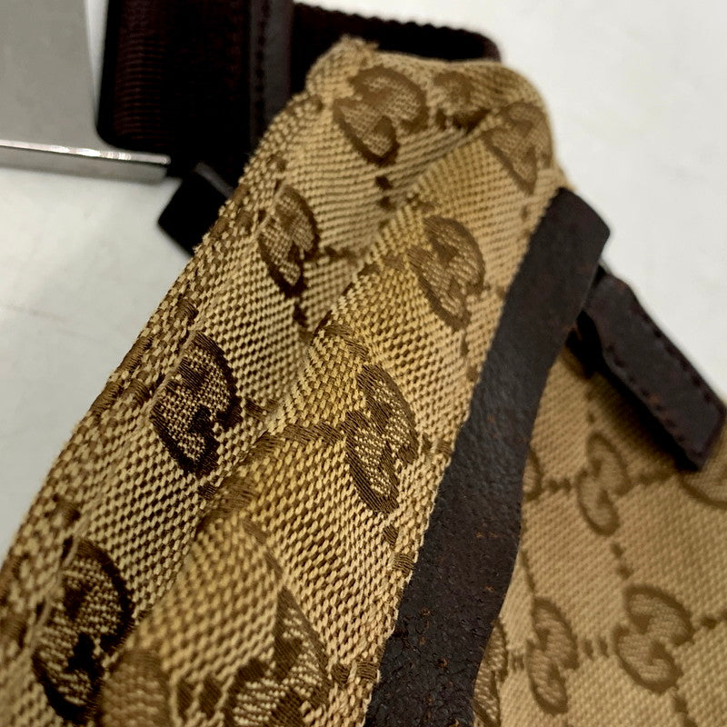 【中古品】【メンズ/レディース】 GUCCI グッチ 28566 GG キャンバス WAIST POUCH ウエストポーチ 鞄 カバン ボディバッグ 180-250605-ma-06-izu カラー：茶系 万代Net店