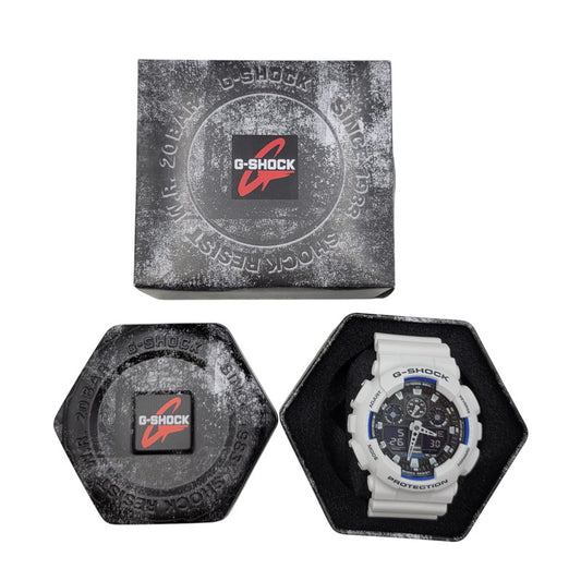 【中古美品】【メンズ/レディース】 G-SHOCK ジーショック GA-100B-7A 腕時計 時計 199-260526-kh-20-izu サイズ：55 × 51.2 × 16.9 mm カラー：ホワイト×ブラック 万代Net店