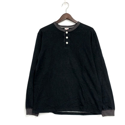 【中古品】【メンズ】 BARNS OUTFITTERS バーンズアウトフィッターズ LS HENLEYNECK CUT AND SEW ”BLACK" 長袖 黒 145-250703-rk-08-izu サイズ：M カラー：ブラック 万代Net店