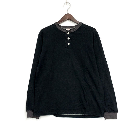 【中古品】【メンズ】 BARNS OUTFITTERS バーンズアウトフィッターズ LS HENLEYNECK CUT AND SEW ”BLACK" 長袖 黒 145-250703-rk-08-izu サイズ：M カラー：ブラック 万代Net店