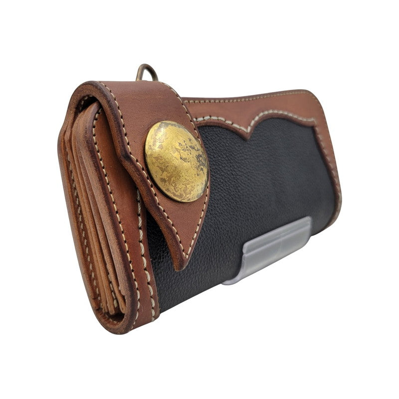 【中古品】【メンズ】 革蛸 JAPANG ジパング LEATHER LONG WALLET レザー ロングウォレット 般若 コンチョ付き 長財布 200-250609-as-14-izu カラー：ブラック×ブラウン 万代Net店