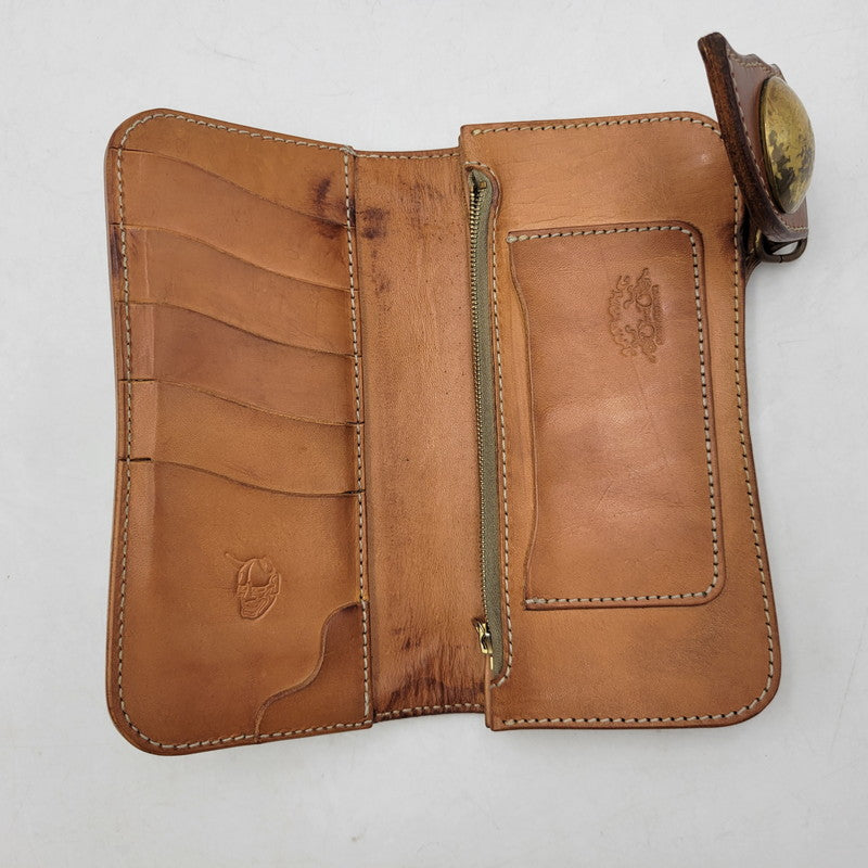 【中古品】【メンズ】 革蛸 JAPANG ジパング LEATHER LONG WALLET レザー ロングウォレット 般若 コンチョ付き 長財布 200-250609-as-14-izu カラー：ブラック×ブラウン 万代Net店