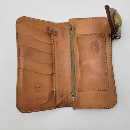 【中古品】【メンズ】 革蛸 JAPANG ジパング LEATHER LONG WALLET レザー ロングウォレット 般若 コンチョ付き 長財布 200-250609-as-14-izu カラー：ブラック×ブラウン 万代Net店