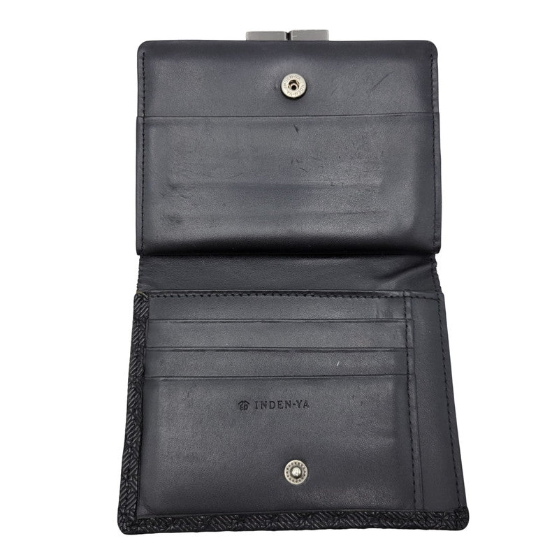 【中古品】【メンズ/レディース】 JAM HOME MADE ジャムホームメイド × INDEN-YA 印傳屋 がま口二つ折り財布 ウォレット 200-250614-as-27-izu カラー：ブラック 万代Net店