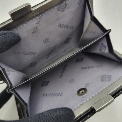 【中古品】【メンズ/レディース】 JAM HOME MADE ジャムホームメイド × INDEN-YA 印傳屋 がま口二つ折り財布 ウォレット 200-250614-as-27-izu カラー：ブラック 万代Net店