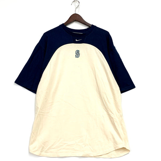 【中古品】【メンズ】 NIKE TEAM ナイキチーム SEATTLE MARINERS LOGO SWOOSH SS TEE シアトルマリナーズ ロゴスウッシュショートスリーブT トップス 半袖 146-250708-ma-08-izu サイズ：不明 カラー：ネイビー/クリーム 万代Net店