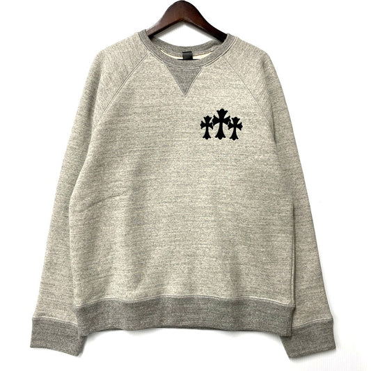 【中古美品】【メンズ】 CHROME HEARTS クロムハーツ ULTRA HEAVY FLEECE 7-11 CREW NECK SWEAT ウルトラ ヘビー フリース クルーネック スウェット トレーナー 長袖 トップス 190-250615-as-07-izu サイズ：M カラー：グレー 万代Net店