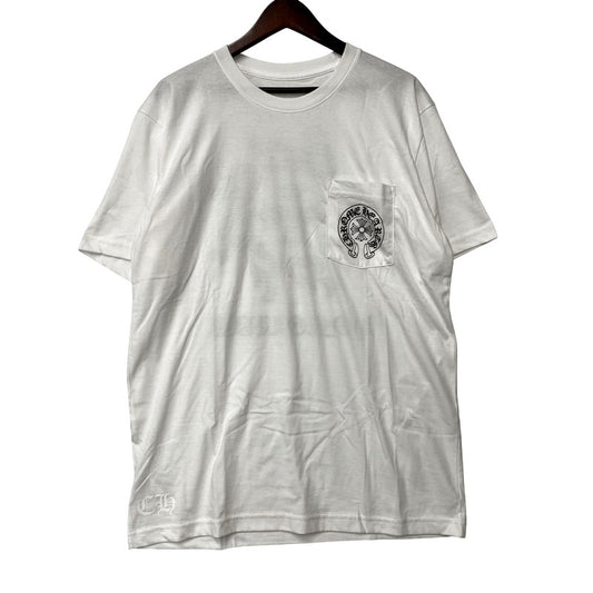 【中古美品】【メンズ】 CHROME HEARTS クロムハーツ EXCLUSIVE HORSESHOE LOGO TEE エクスクルーシブ ホースシュー ロゴ Tシャツ HONOLULU限定 半袖 トップス 190-250615-as-08-izu サイズ：L カラー：ホワイト 万代Net店