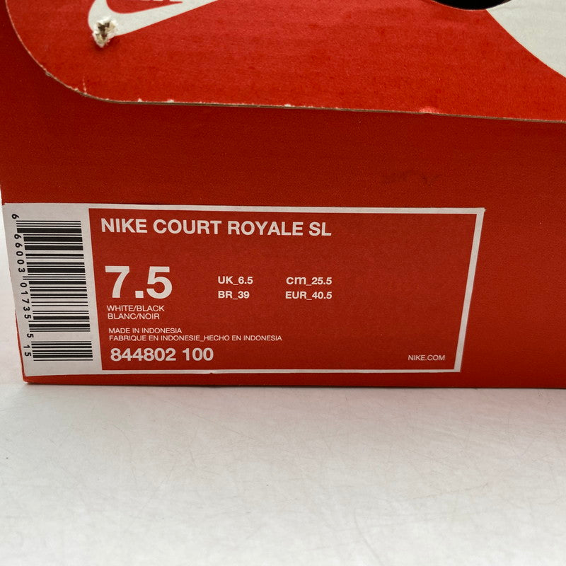 【中古美品】【メンズ/レディース】 NIKE ナイキ COURT ROYALE SL 844802-100 コート ロイヤル SL スニーカー シューズ 靴 160-250618-as-17-izu サイズ：25.5cm カラー：WHITE/BLACK 万代Net店