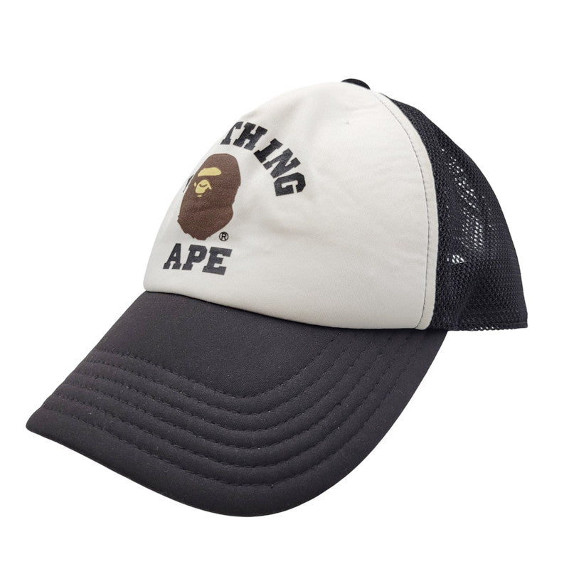 【中古品】【メンズ/レディース】 A BATHING APE アベイシングエイプ MESH CAP 001CPI251001M メッシュキャップ 帽子 185-250618-as-32-izu サイズ：F カラー：ブラック×ホワイト 万代Net店