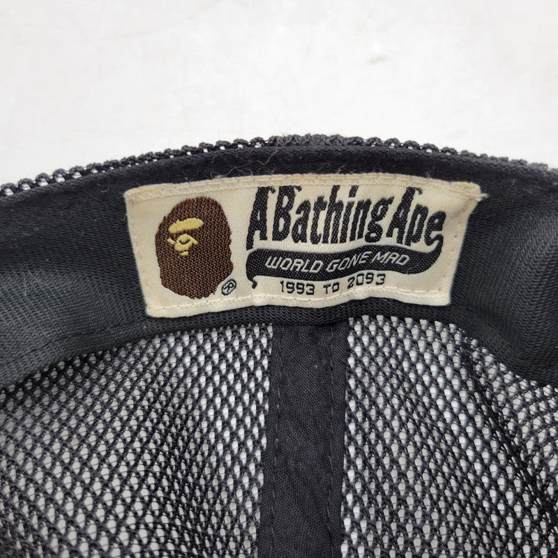 【中古品】【メンズ/レディース】 A BATHING APE アベイシングエイプ MESH CAP 001CPI251001M メッシュキャップ 帽子 185-250618-as-32-izu サイズ：F カラー：ブラック×ホワイト 万代Net店