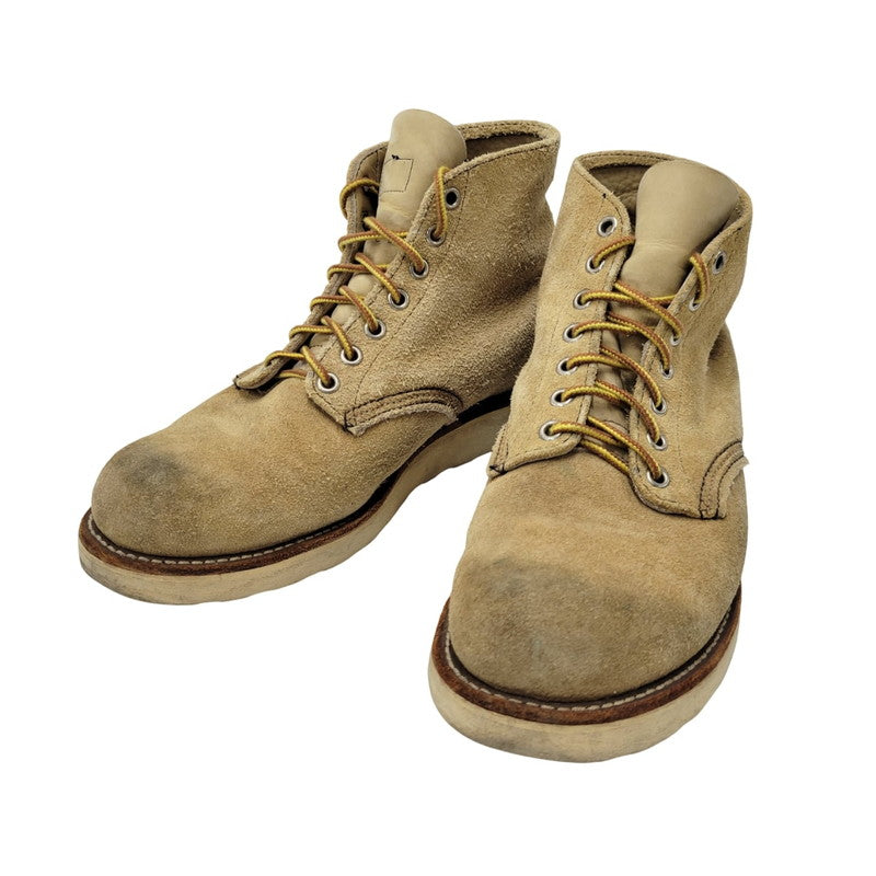 【中古品】【メンズ】 RED WING レッドウィング 6INCH PLAIN TOE ROUGH OUT SUEDE 8167 6インチ プレーントゥ ラフアウト スエード USA製 刺繍羽タグ ブーツ シューズ 靴 164-250620-as-15-izu サイズ：7.5 カラー：ベージュ 万代Net店