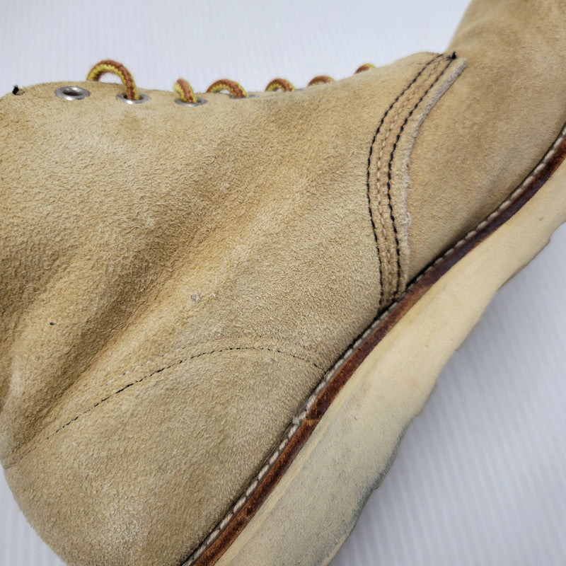 【中古品】【メンズ】 RED WING レッドウィング 6INCH PLAIN TOE ROUGH OUT SUEDE 8167 6インチ プレーントゥ ラフアウト スエード USA製 刺繍羽タグ ブーツ シューズ 靴 164-250620-as-15-izu サイズ：7.5 カラー：ベージュ 万代Net店