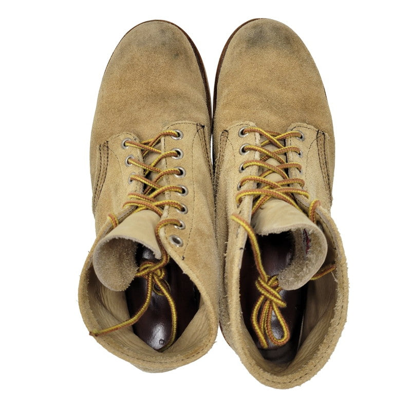 【中古品】【メンズ】 RED WING レッドウィング 6INCH PLAIN TOE ROUGH OUT SUEDE 8167 6インチ プレーントゥ ラフアウト スエード USA製 刺繍羽タグ ブーツ シューズ 靴 164-250620-as-15-izu サイズ：7.5 カラー：ベージュ 万代Net店