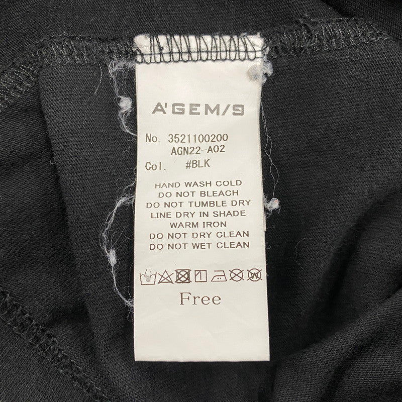 【中古品】【メンズ】 A'GEM/9 エージェムナイン AGN22-A02 MESH LAYERED T-SHIRT メッシュレイヤードTシャツ トップス 半袖 142-250621-ma-13-izu サイズ：FREE カラー：BLACK 万代Net店