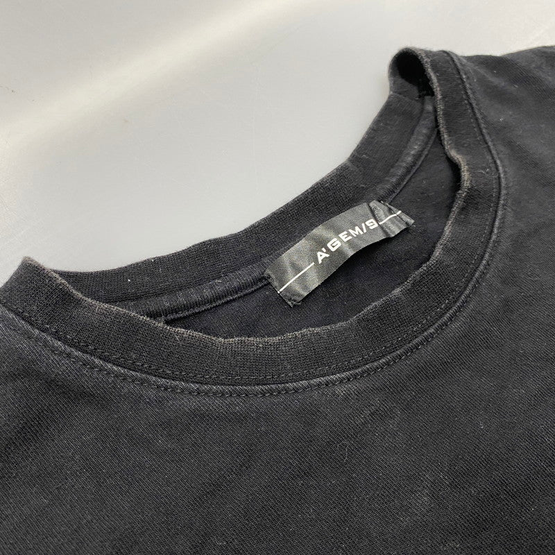 【中古品】【メンズ】 A'GEM/9 エージェムナイン AGN22-A02 MESH LAYERED T-SHIRT メッシュレイヤードTシャツ トップス 半袖 142-250621-ma-13-izu サイズ：FREE カラー：BLACK 万代Net店
