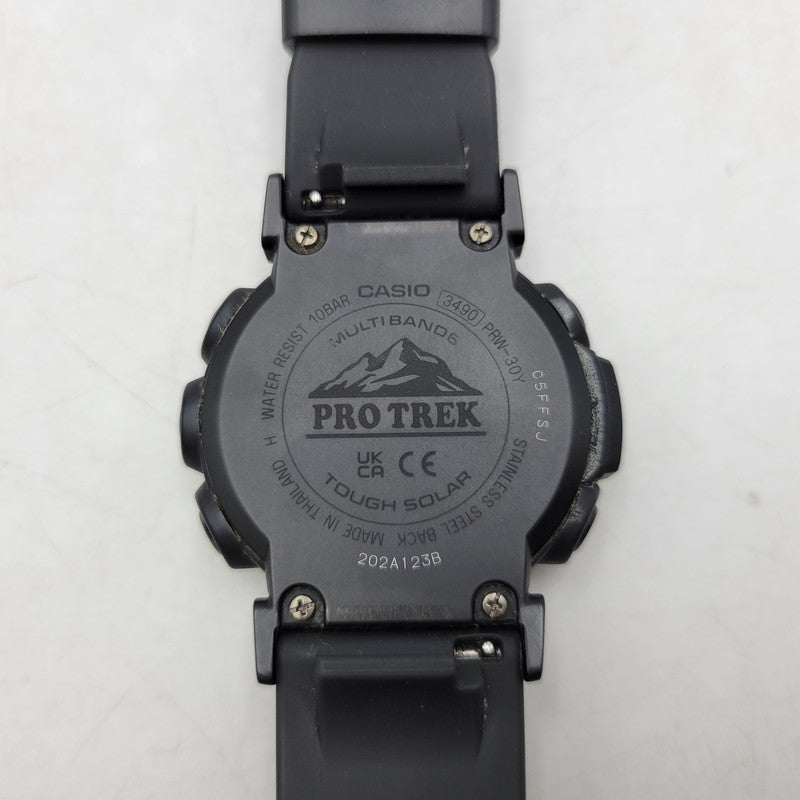 【中古品】【メンズ/レディース】 CASIO カシオ PRO TREK CLIMBER LINE TOUGH SOLAR DIGITAL WATCH PRW-30Y プロトレック クライマーライン タフソーラー デジタル 腕時計 197-250628-as-10-izu サイズ：51.6 × 45.2 × 12.3 mm カラー：ブラック 万代Net店