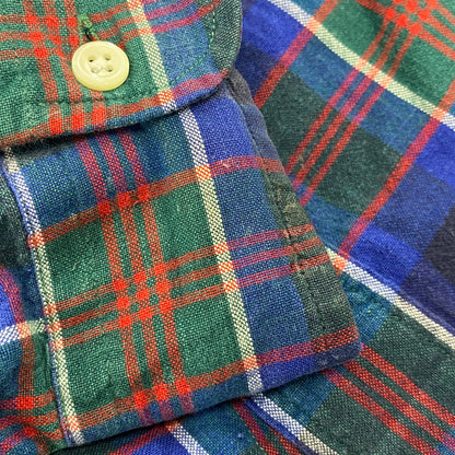 【中古品】【メンズ】 Polo by Ralph Lauren ポロバイラルフローレン BLAIRE 90S LS BD CHECK SHIRT ブレア 90年代 ロングスリーブ ボタンダウンチェックシャツ トップス 長袖 146-250627-ma-18-izu サイズ：XXL カラー：青系マルチ 万代Net店