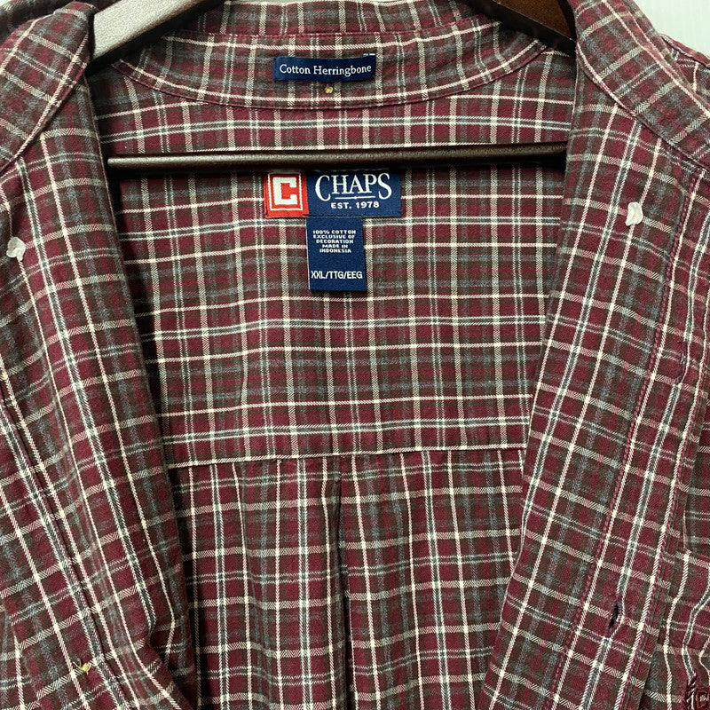 【中古品】【メンズ】 CHAPS RALPH LAUREN チャップスラルフローレン LS BD CHECK SHIRT ロングスリーブ ボタンダウン チェックシャツ 長袖 トップス 146-250627-as-33-izu サイズ：XXL カラー：レッド系 万代Net店