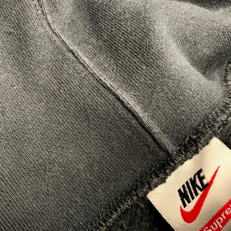 【中古品】【メンズ】 Supreme シュプリーム × NIKE ナイキ LEATHER APPLIQUE HOODED SWEATSHIRT CK6225-010 レザー アップリケ フーデッド スウェットシャツ パーカー 長袖 トップス 149-250710-as-20-izu サイズ：L カラー：ブラック 万代Net店
