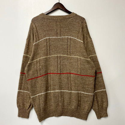 【中古品】【メンズ】 YVES SAINT LAURENT TRICOTS POUR HOMME イブサンローラン トリコ プールオム V NECK KNIT SWEATER Vネック ニット セーター 長袖 トップス 141-250630-as-04-izu サイズ：XL カラー：ブラウン系 万代Net店