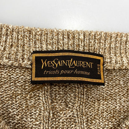 【中古品】【メンズ】 YVES SAINT LAURENT TRICOTS POUR HOMME イブサンローラン トリコ プールオム V NECK KNIT SWEATER Vネック ニット セーター 長袖 トップス 141-250630-as-04-izu サイズ：XL カラー：ブラウン系 万代Net店