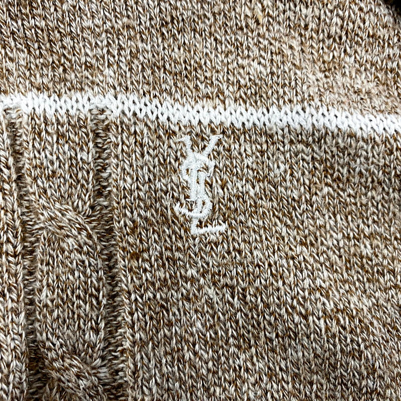 【中古品】【メンズ】 YVES SAINT LAURENT TRICOTS POUR HOMME イブサンローラン トリコ プールオム V NECK KNIT SWEATER Vネック ニット セーター 長袖 トップス 141-250630-as-04-izu サイズ：XL カラー：ブラウン系 万代Net店