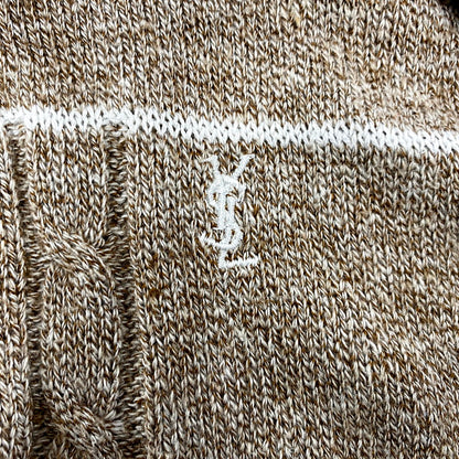 【中古品】【メンズ】 YVES SAINT LAURENT TRICOTS POUR HOMME イブサンローラン トリコ プールオム V NECK KNIT SWEATER Vネック ニット セーター 長袖 トップス 141-250630-as-04-izu サイズ：XL カラー：ブラウン系 万代Net店