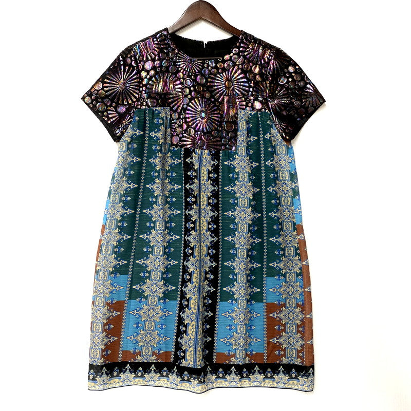【中古品】【レディース】 54-01-4975 USA製 ALL-OVER PATTERN ONEPIECE オールオーバーパターン ワンピース トップス オールインワン 170-250630-ma-21-izu サイズ：4 カラー：マルチ 万代Net店